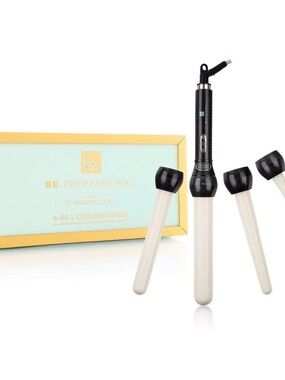 BE Professional 4-in-1 Curling Wand in Black & Cream